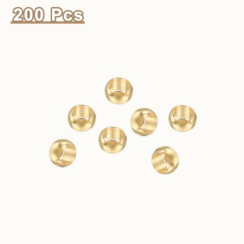uxcell 200Pcs Round Crimp Beads, 3.5mm Metal Spacer Loose Beads Metal Clamp Ends Tiny Stoppers Bead for Bracelet Jewelry Making Craft DIY, Light Gold - color: Light Gold, size: 3.5mm