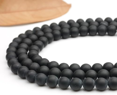 4mm 200pcs Natural Stone Round Beads Matte Black Onyx Genuine Stone Beading Loose Gemstone DIY Charm Smooth Beads for Bracelets Necklaces Earrings Hole Size 1mm (Matte Black Onyx 4mm) - color: Matte Black Onyx, size: 4mm