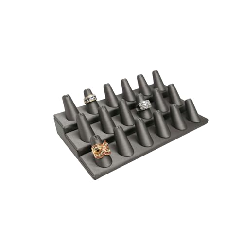 Novel Box Silver Leatherette Jewelry 18 Rings Finger Display Stand 8.25x4.75x2.5 Inches with Square Base - Ring Holder Organizer Stand for Selling or Personal Use - Display Stands for Rings - color: 18 Ring Finger, size: Silver Leatherette