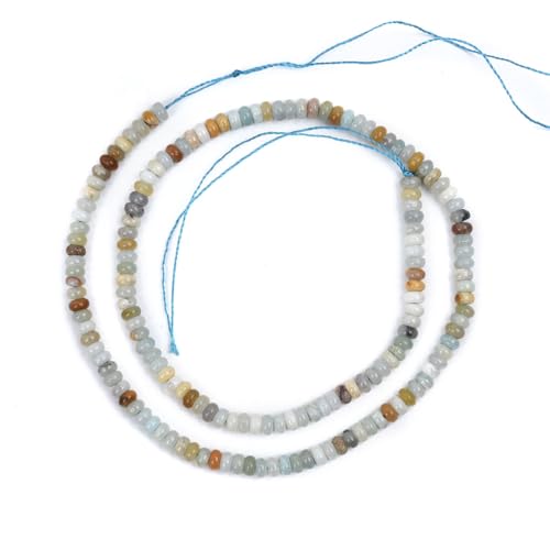160pcs 4x2mm Natural Amazonite Disk Rondelle Spacer Stone Semi Precious Gemstone Loose Beads for Jewelry Making 15 Inch - color: Amazonite