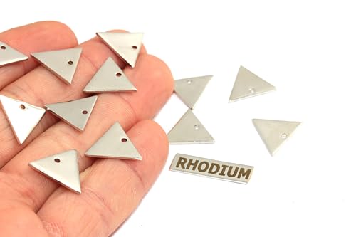 Rhodium Triangle Charms 1/3/5/10 pcs, Silver Triangle Pendants 14x16mm, Minimal Geometric Jewelry Making Supplies