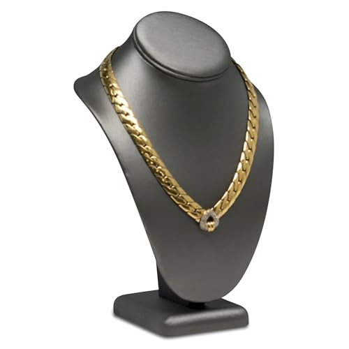 Novel Box Silver Leatherette Bust Stand Jewelry Necklace Display 6.5x4x10 Inches - Freestanding Travel Necklace Holder Stand - Necklace Mannequin Organizer Stands - Necklace Displays Medium - color: Silver Leatherette, size: Medium