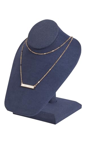 SSWBasics Slate Blue Faux Suede Necklace Display on Stand