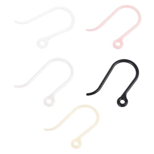 AKOAK 50pc 0.65mm Non-Allergenic Plastic Ear Wire Hooks Earring Findings fit DIY Jewelry (Transparent) - color: Transparent