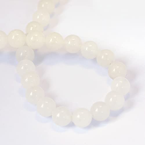 KISSITTY 235pcs 8mm Natural White Jade Bead Strands, Natural Gemstone Crystal Beads Round Smooth Chakra Beads Energy Healing Crystals Gemstones for DIY Jewelry Bracelets Necklaces Making - color: Natural White Jade
