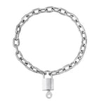 Heavy Chunky Stainless Steel Lock Necklace punk gothic Padlock Choker Chain for Men Jewelry - size: 19.7, style: 4MM