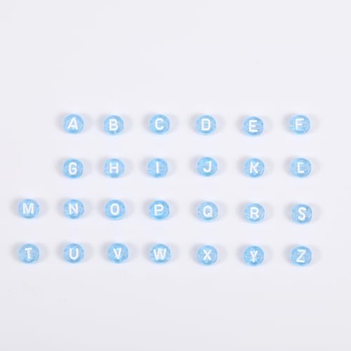 Ornaland 1480Pcs Letter Beads for Jewelry Making Bulk 7x4MM Small Acrylic Round Alphabet Beads for Earrings Necklaces Bracelets DIY Supplies(Light Blue) - color: Light Blue