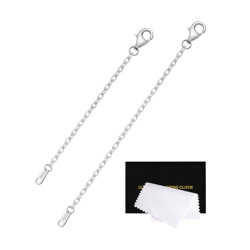 VANBARIS 925 Sterling Silver Necklace Extender Durable Necklace Extenders for Women, Chain for Bracelet Anklet, 2 Piece Set 3" 4" Inches - color: Silver, size: 3 4 inch