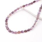 6×8mm Natural Amethyst Gemstone Loose Beads Flat Oval Healing Crystal Loose Stone Beads for Jewelry Necklace Bracelet Earring Craft - color: Amethyst