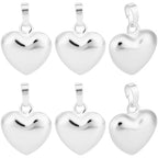 Beebeecraft 10Pcs Puffy Heart Charms, Small 0.6in 925 Sterling Silver Plated Brass Metal Love Heart Shaped Charms for Bracelet Earrings Jewelry Making - color: Silver, size: 15x18x7mm