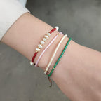 KELITCH Adjustable turquoise bead bracelet single color knitting friendship bracelet fashion jewelry daily wear gift (28 color selection) - color: Green 04M