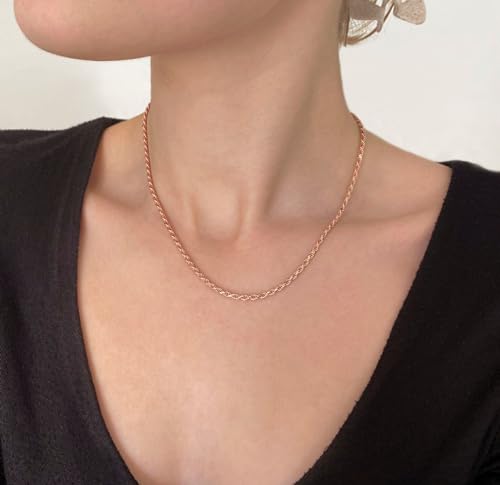 Freekiss Women's Layered Necklace Set - 3 Piece Dainty Gold Jewelry for Everyday Stacking | 14K Gold Plated Snake Chain, Rope Chain, Cuban Chain | Adjustable Length 14-18.5 Inch | Gift Ready - color: Rose Gold, style: 3Snake+Rope+Cuban