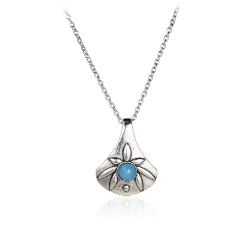 Pingyongchang Natural Turquoise Necklace Boho Bead Silver Cross Vintage Statement Pendant Necklace Handmade Turquoise Western Necklaces Jewelry for Women - color: F