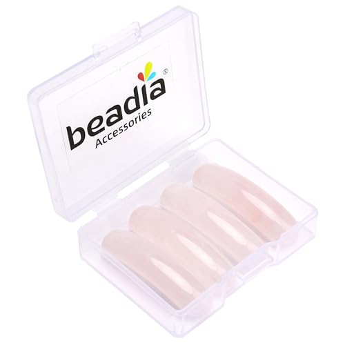 BEADIA Curved Rose Quartz Stone Beads 36x10mm 4pcs for DIY Bracelet Jewelry Making - color: Rose Quartz