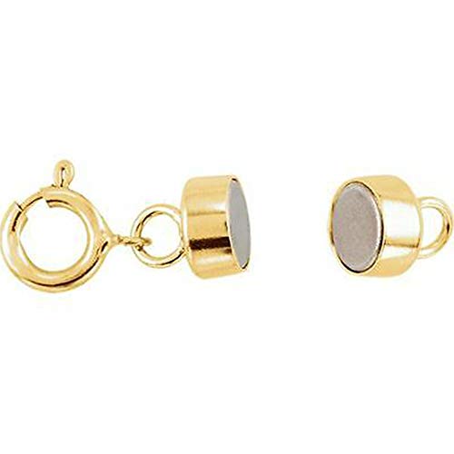 Magnetic Jewelry Clasps Real Precious Metal for Necklaces, Bracelets, Anklets with Spring Ring. Yellow Gold, White Gold, Yellow Gold Filled or Sterling Silver (14 K Solid Yellow Gold - 2 Each)