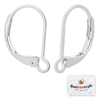 Beebeecraft 1 Box 50Pcs Leverback Earring Findings 925 Sterling Silver Plated Clasp Earring Hooks 15.5x10mm Ear Wire Clip Earring Connector for Jewelry Making - color: 15.5x10mm Silver Leverback Earring