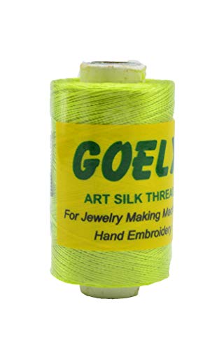 Goelx Silk Thread by Shade No for Jewelry, Tassel Making, Embroidery, Crafts, Shiny Soft Thread Spools - Green - 161 - color: Green - 161