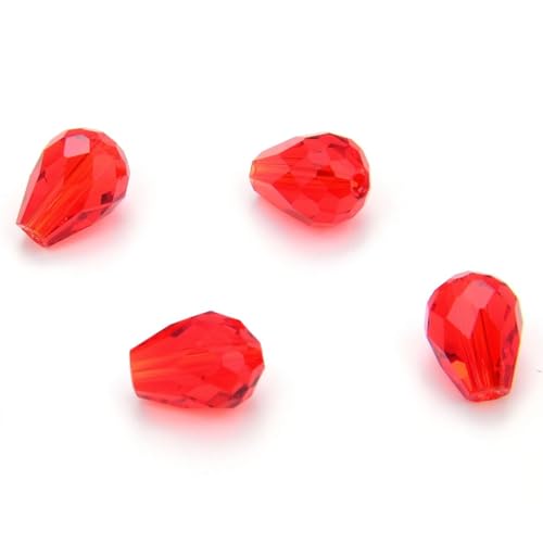 24pcs Adabele Austrian 8mm Faceted Teardrop Loose Crystal Beads Light Siam Red Compatible with 5500 Swarovski Crystals Preciosa SST-806 - color: Light Siam/Red, size: 8mm x 6mm - 24pcs