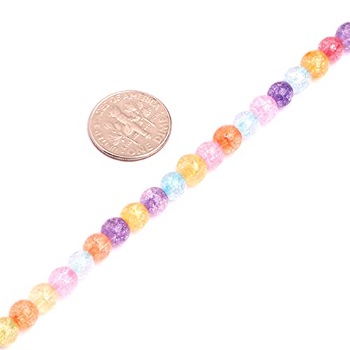 JOE FOREMAN 6mm Dyed Semi Precious Round Mixed Crackle Rock Quartz Gemstone Beads for Jewelry Making Strand 15" - size: 6MM