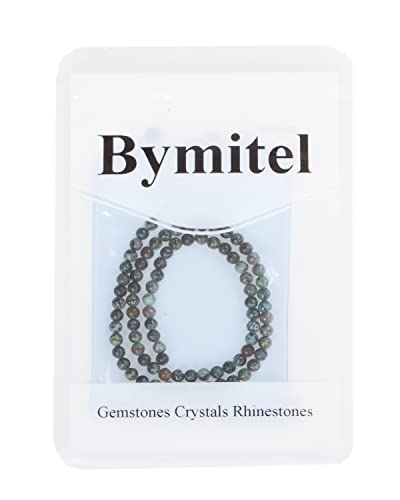 Bymitel 90 pcs Natural Genuine Real Round Loose Stone Beads Gemstone Spacers for Charm DIY Jewelry Making 15.5" per Strand 4mm (African Turquoise, 4mm) - color: African Turquoise, size: 4mm