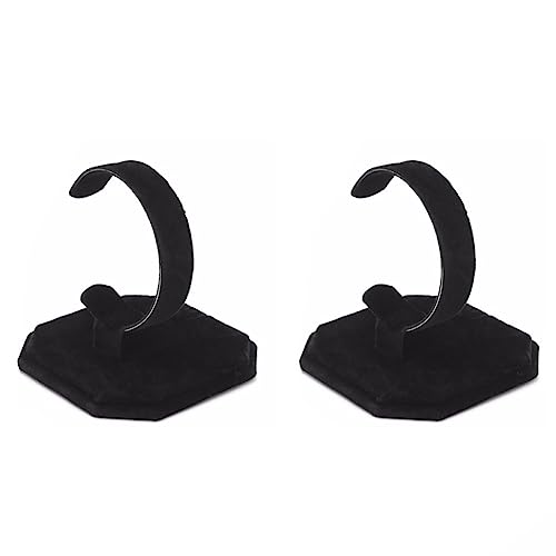 lasenersm 2 Pieces Watch Display Stand Rack Velvet Wrist Watch Display Holder C Type Bracelet Display Rack Stand Watch Holder Stand Jewelry Display Stand, Black