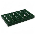 24 Grids Velvet Necklace Tray Necklace Holder Storage Jewelry Display Tray for Drawers With Removable Jewellery Cards for Bracelet Chain Pendant (Green) - size: 24 Grid With Insert
