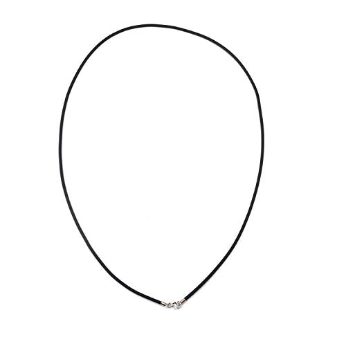 ELLITE Wide Alloy Black Rubber Cord Rope Necklace Chain(18-24 Inch) with Stainless Steel Lobster Clasp