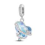 MULA 925 Sterling Silver Charms for Bracelets and Necklaces Lipstick and Bag Dangle Pendants Tower Camera Beads Jewelry Charms for Women - color: Summer Blue Heart