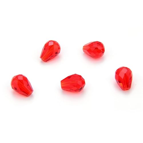 24pcs Adabele Austrian 8mm Faceted Teardrop Loose Crystal Beads Light Siam Red Compatible with 5500 Swarovski Crystals Preciosa SST-806 - color: Light Siam/Red, size: 8mm x 6mm - 24pcs