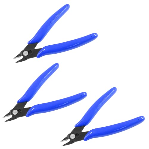Bivethoi 3pcs Micro Wire Cutters Flush Cut Snips, Small Diagonal Cutters 3D Printer Filament Pliers Tool, Mini Tiny Nippers Zip Tie Cutters for Jewelry Making Model (5 Inch, Navy Blue) - color: Navy Blue