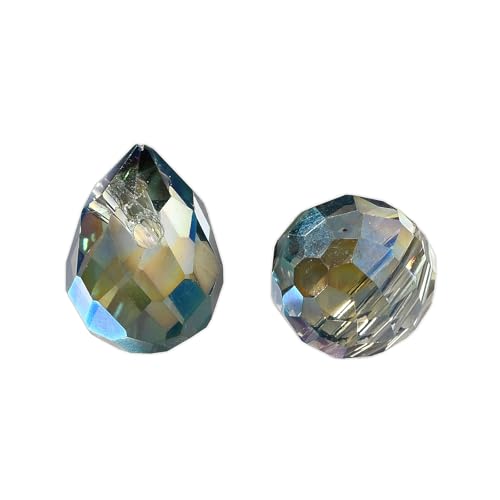 100pcs Dark Slate Gray Glass Teardrop Beads Charm Water Drop Faceted AB Color Plated Bead Top Drilled Sparkly Prisms Chandelier Dangle Charms for DIY Earrings Necklace Bracelet Jewelry Craft 10.5x8mm - color: Dark Slate Gray