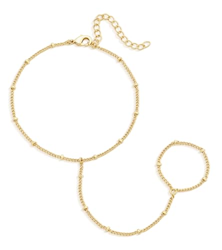 adoyi Gold Bracelets for Women, 14K Gold Plated Stackable Bracelet Stack Set Adjustable Charm Paperclip Chain Cuban Link Layered Waterproof Jewelry Sets Gifts for Womens - color: Gold Style C