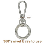 2 Pcs 5-Split Swivel Snap Hooks with Key Rings, Opening Metal Swivel Lobster Claw Clasps for Key Chain Clip, Lanyard, DIY Crafts, Jewelry Making, Bags and Accessories(Silver) - color: Silver