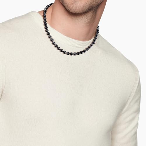 GAVU Hand-knotted Men's Beaded Necklace, Crystal Necklace for Men - color: Onyx, size: 20"