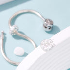 925 Sterling Silver Spacer Charm Bead with Clear CZ for Pandora Charms Bracelets - color: Clear Heart