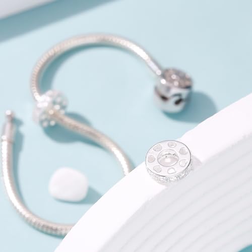 925 Sterling Silver Spacer Charm Bead with Clear CZ for Pandora Charms Bracelets - color: Clear Heart