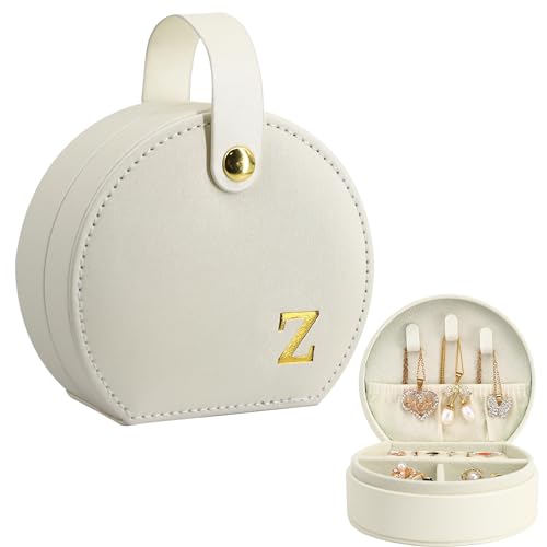 COLLECTIVE HOME - Travel Jewelry Case, Elegant Half-Moon Design with Gold Monogram, Detachable Handle, Personalized Accessory Organizer, Gift for Fashion-Forward Women and Teens (z) - color: z