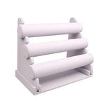 ChezMax Triple Tier Jewery Display Removable Bracelet Holder Jewelry Stand Necklace Stand Jewelry Towers and Watch Holder for Home Organization - color: A- White PU Leather