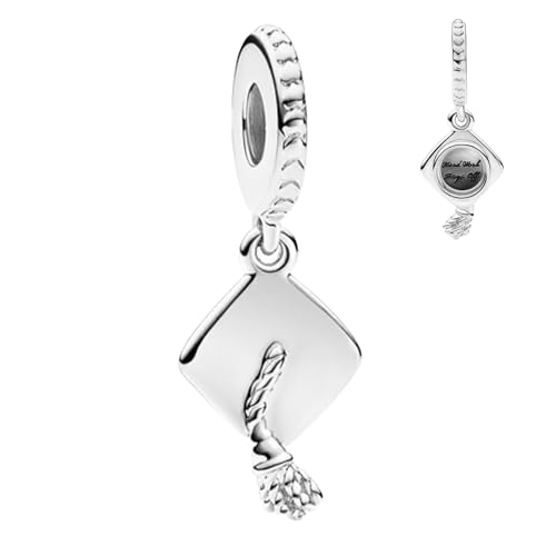 Love Family Friendship Graduation Mothers Nurses Day S925 Bead Pendant Charms for Pandora Bracelets Necklaces, Gifts Women, for Anniversary Birthday Valentines Day Christmas, Silver Gold - style: Grad-Graduation Cap Dangle Charm
