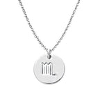 925 Sterling Silver Zodiac Necklace Disc Charm Necklace Gift for Your Wife Girlfriend or Family Member - style: Scorpio
