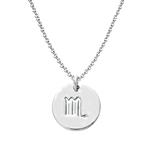 925 Sterling Silver Zodiac Necklace Disc Charm Necklace Gift for Your Wife Girlfriend or Family Member - style: Scorpio