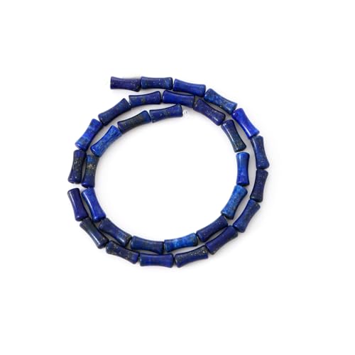 5x12mm Natural Lapis Lazuli Stone Bamboo Shape Gem Healing Energy Loose Spacer Beads for DIY Necklace Bracelet Earring - color: Lapis Lazuli