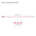 MECCANIXITY Ball Bead Chain Beaded Necklace Chains 5 Inch Adjustable Metal Ball Chains 2.4mm/0.1inch Keychain for Jewelry Making,DIY Craft Projects,Pack of 36(Pink) - color: Pink