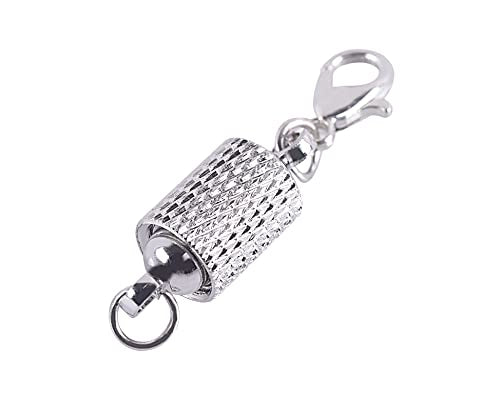 KONMAY 10 Sets Rhodium Screw-in Magnetic Necklace Clasps, Safety Magnetic Converter Clasps for Jewelry Making - color: Rhodium with Screw Patterns