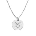 925 Sterling Silver Zodiac Necklace Disc Charm Necklace Gift for Your Wife Girlfriend or Family Member - style: Taurus