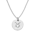 925 Sterling Silver Zodiac Necklace Disc Charm Necklace Gift for Your Wife Girlfriend or Family Member - style: Taurus