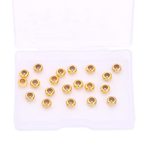 BEADIA 18K Gold Plated Stopper Beads 6x3mm 20pcs Rondelle Insert Silicon Length Adjust Spacer Beads for Jewelry Making Findings - color: Rondelle, size: 6x3mm