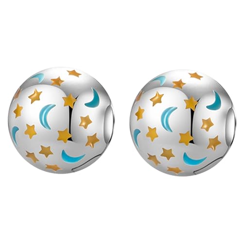 Clip Stopper Spacer Charms for Bracelets Necklaces, Compatible with Pandora,Jewery Mking DIY - style: Spacer Glow-in-the-dark Stars and Moon