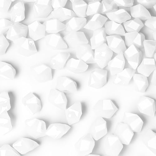 DomeStar 150PCS Fake Ice, White Acrylic Fake Diamonds Vase Filler Plastic Gems Crushed Ice Rocks for Home Table Decorations - color: White