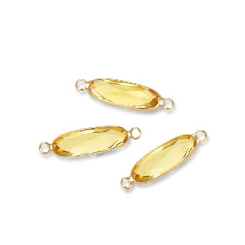 5pcs Adabele Grade A November Topaz Yellow Birthstone Connector Link 21mm Rectangle Bar 18K Yellow Gold Plated Crystal Rhinestone Bead for DIY Craft Jewelry Making CCP9-G11 - color: November/Topaz Yellow - Gold Plated, size: 21mm (0.83") - 5pcs